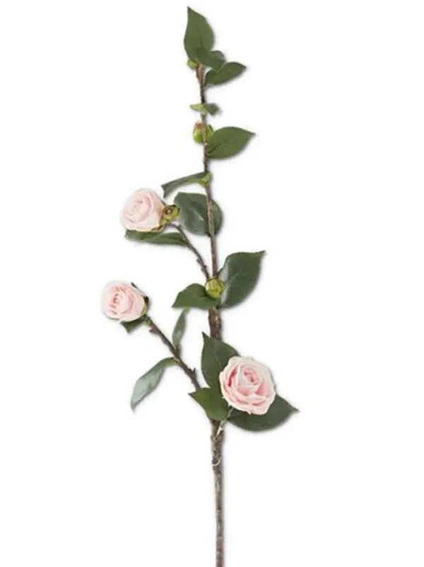 Aldik Home Natural Touch Silk Flowers | Artificial Tree Branches<Camellia Stem 30 in. Pink