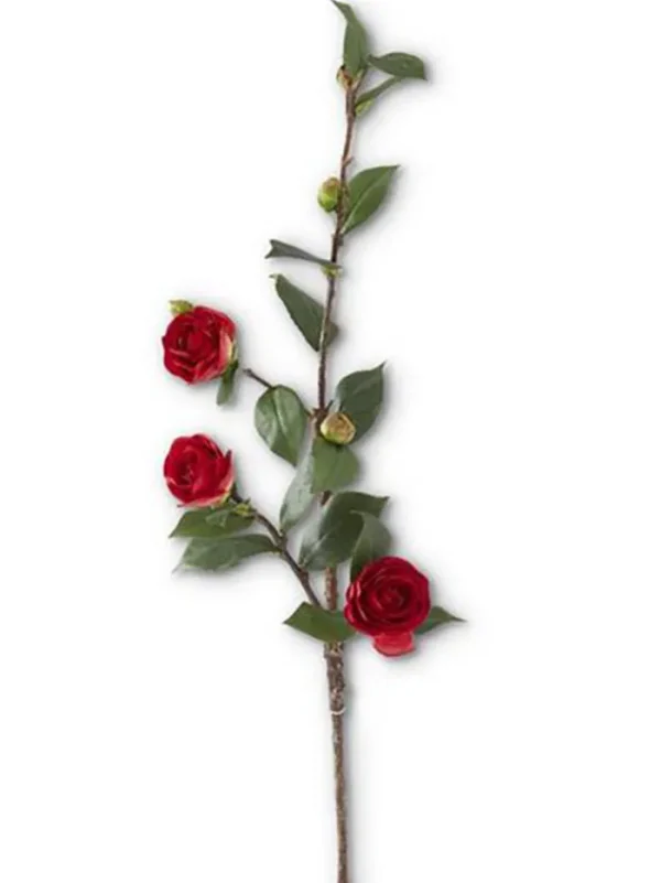Aldik Home Artificial Tree Branches | Natural Touch Silk Flowers<Camellia Stem 30 in. Red