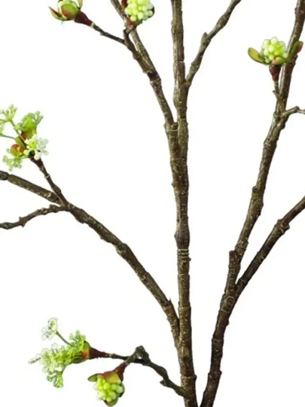Aldik Home Artificial Tree Branches<Cherry Blossom Budding Branch 42 in. Cream / Green