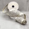 Aldik Home Christmas Ribbon & Fabric<Clear Jewel Floral Center Trim 4 in. x 5 yd. Platinum Metallic Dupion