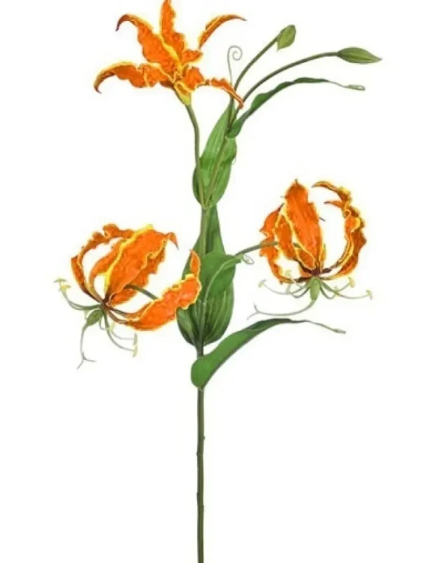 Aldik Home Silk Lilies<Gloriosa Lily w/ Buds 30 in. Orange