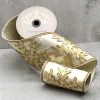 Aldik Home Christmas Ribbon & Fabric<Gold Snowflake 5.25 in. x 5 yd. Light Gold Metallic Dupion