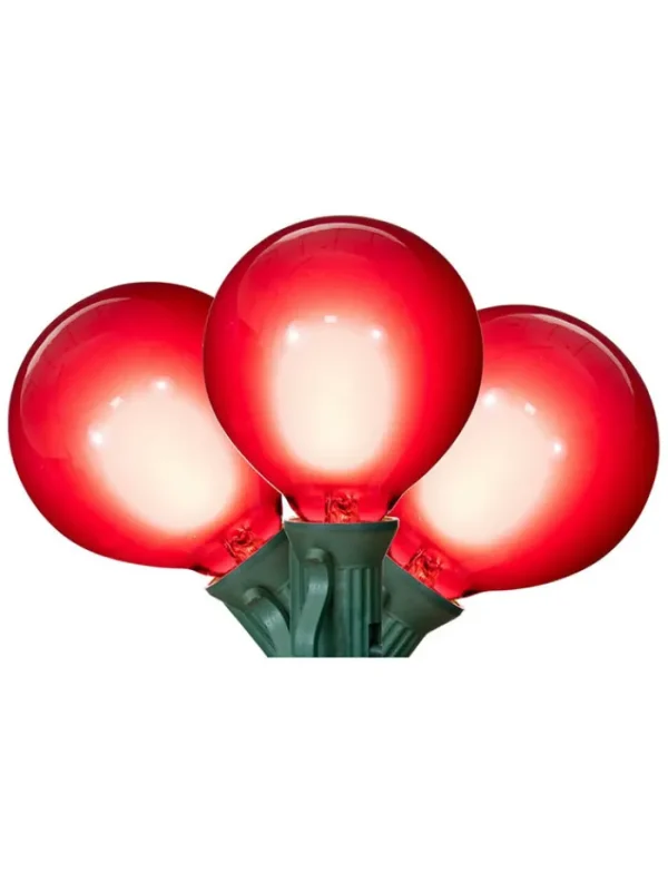Aldik Home Outdoor Christmas Lights<LED G50 Glass Bulb 15 FT 15 Lights - Red