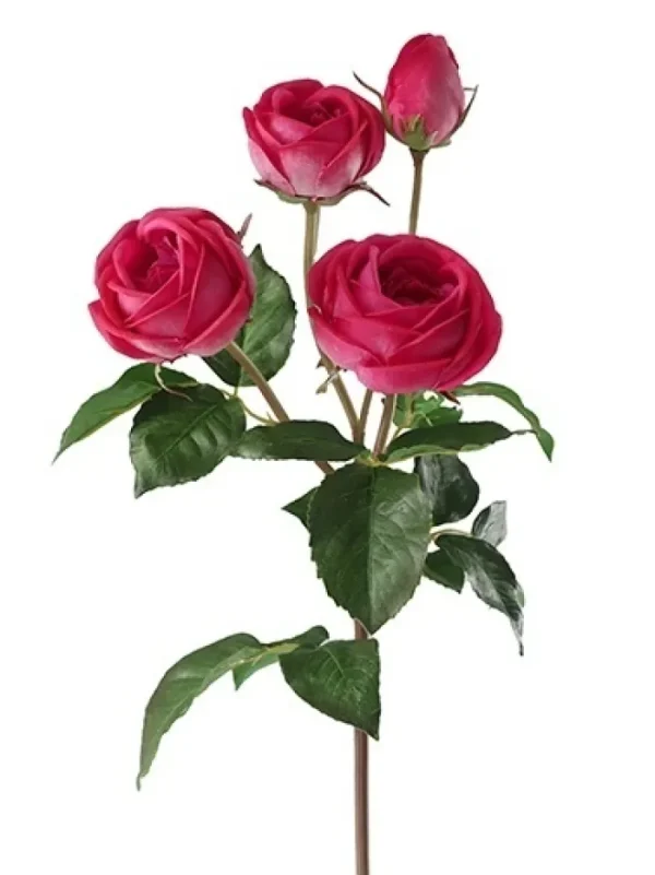 Aldik Home Natural Touch Silk Flowers | Silk Roses<Natural Touch Heritage Rose 23 in. Fuchsia