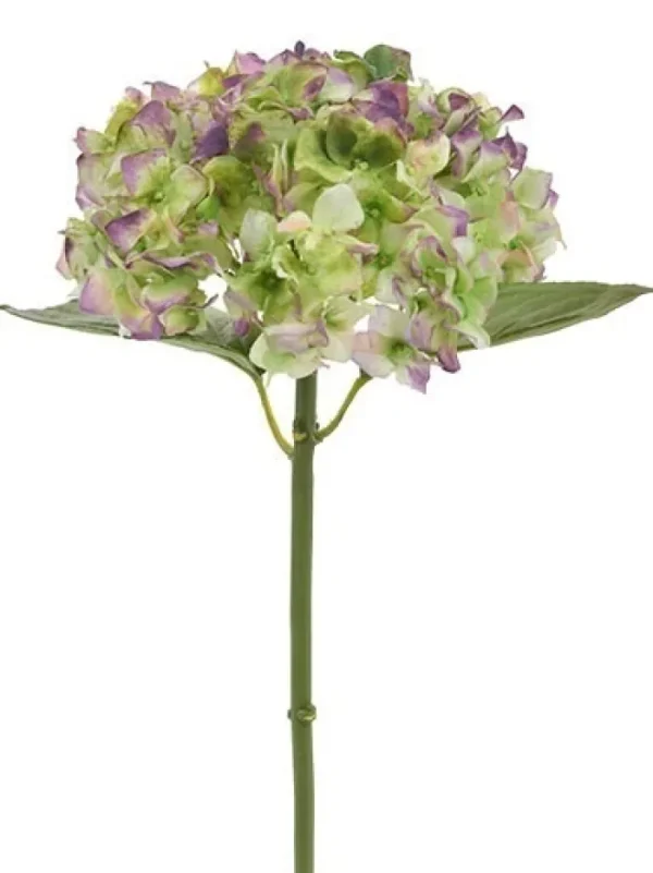 Aldik Home Natural Touch Silk Flowers<Natural Touch Hydrangea 18 in. Green / Purple