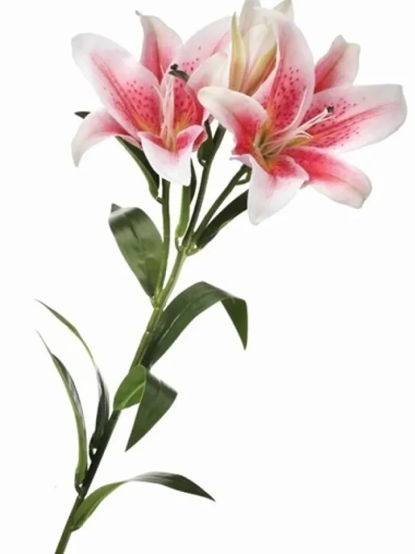 Aldik Home Natural Touch Silk Flowers<Natural Touch Lily 34 in. Pink / White