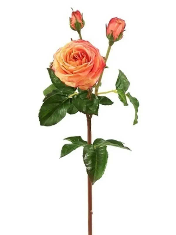Aldik Home Natural Touch Silk Flowers | Silk Roses<Natural Touch Rose 21.5 in. Yellow / Peach