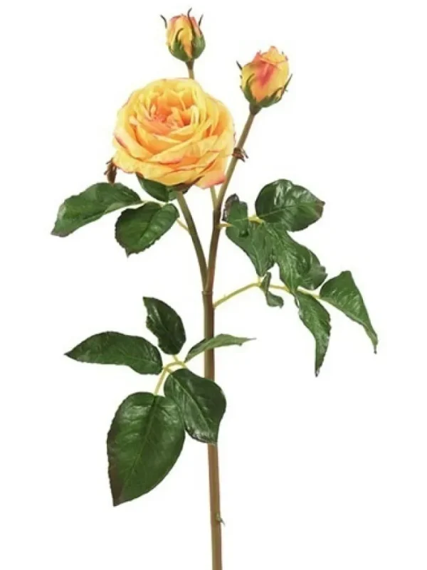Aldik Home Natural Touch Silk Flowers | Silk Roses<Natural Touch Rose 21.5 in. Yellow