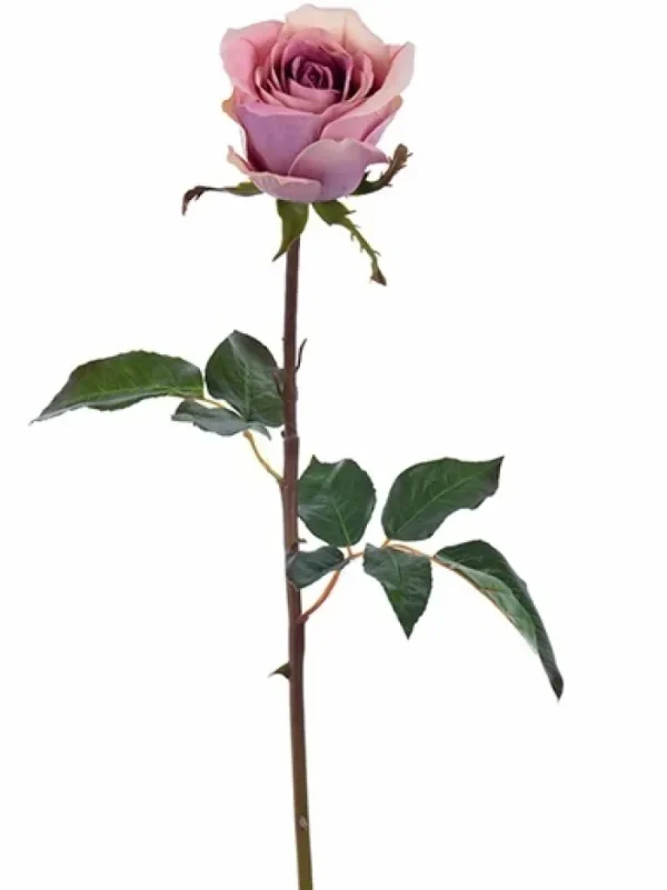 Aldik Home Natural Touch Silk Flowers | Silk Roses<Natural Touch Rose Bud Pick 20.5 in. Deep Lavender