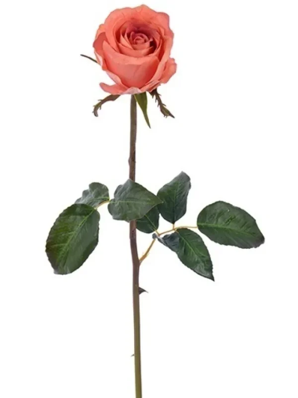 Aldik Home Natural Touch Silk Flowers | Silk Roses<Natural Touch Rose Bud Pick 20.5 in. Salmon