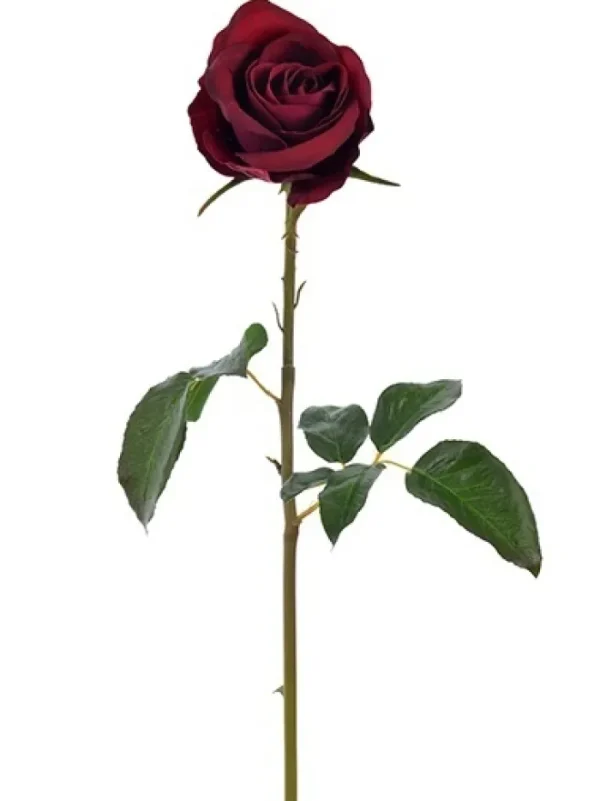 Aldik Home Natural Touch Silk Flowers | Silk Roses<Natural Touch Rose Bud Pick 20.5 in. Burgundy