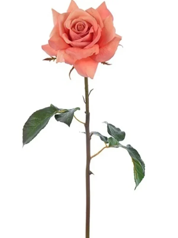 Aldik Home Natural Touch Silk Flowers | Silk Roses<Natural Touch Rose Dutchess Open 20 in. Deep Salmon