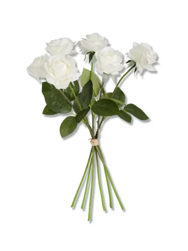 Aldik Home Natural Touch Silk Flowers | Silk Roses<Real Touch Full Bloom Roses 17 in. White