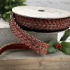 Aldik Home Christmas Ribbon & Fabric<Ruby Crystal Branch 1.5 in. x 10 yd. Dark Red Metallic Dupion
