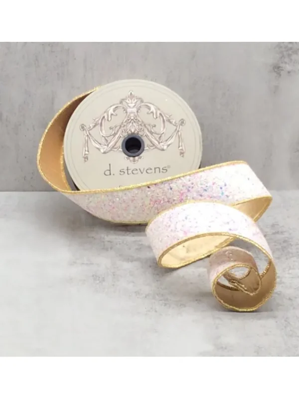 Aldik Home Christmas Ribbon & Fabric<Sugar Plum Icy Glitter 1.5 in. x 10 yd. Iridescent W/ Gold Dupion