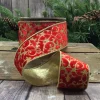Aldik Home Christmas Ribbon & Fabric<Velvet 2.5 in. x 10 yd. Red W/ Glitter Treillage