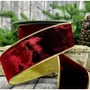 Aldik Home Christmas Ribbon & Fabric<Velvet 2.5 in. x 10 yd. Ruby w/ Gold Back