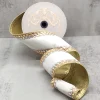 Aldik Home Christmas Ribbon & Fabric<Velvet Crystal Jewel Side Trim 4 in. x 5 yd. Winter White