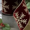 Aldik Home Christmas Ribbon & Fabric<Velvet Snowflake 4 in. x 10 yd. Ruby